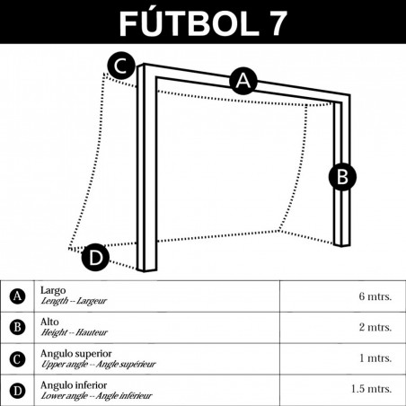 Juego de redes de fútbol 7 3mm PES Línea Oro blanco