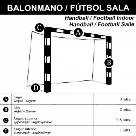 Juego de redes de fútbol sala / balonmano 3mm PES Línea Oro blanco